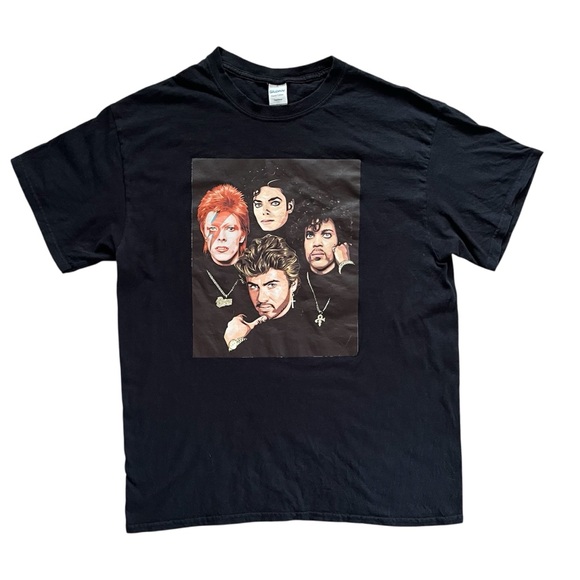Gildan Other - Bowie George Michael Prince Michael Jackson Big Print Graphic T-Shirt Size Large